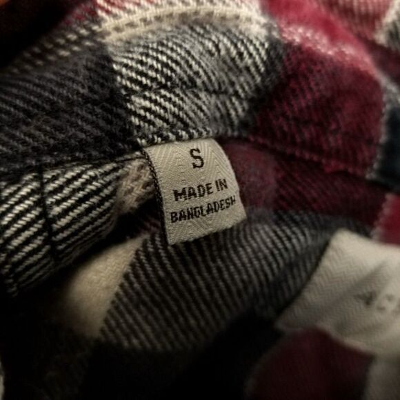 JACHS Red Black Plaid Cotton Button Down Flannel Shirt Jacket Shacket Men Small - Picture 3 of 6